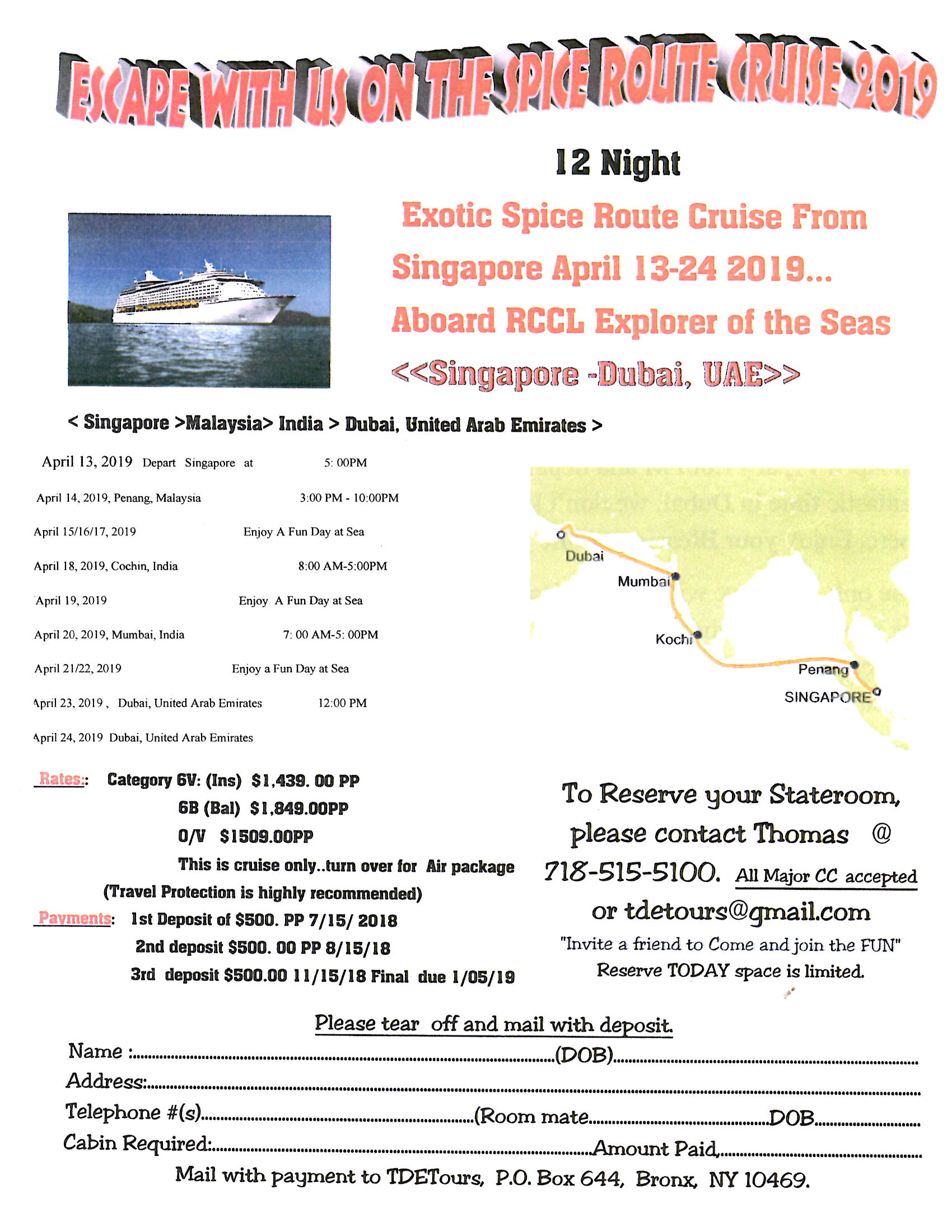 Escape With Us On The Spice Route CRUISE 2019