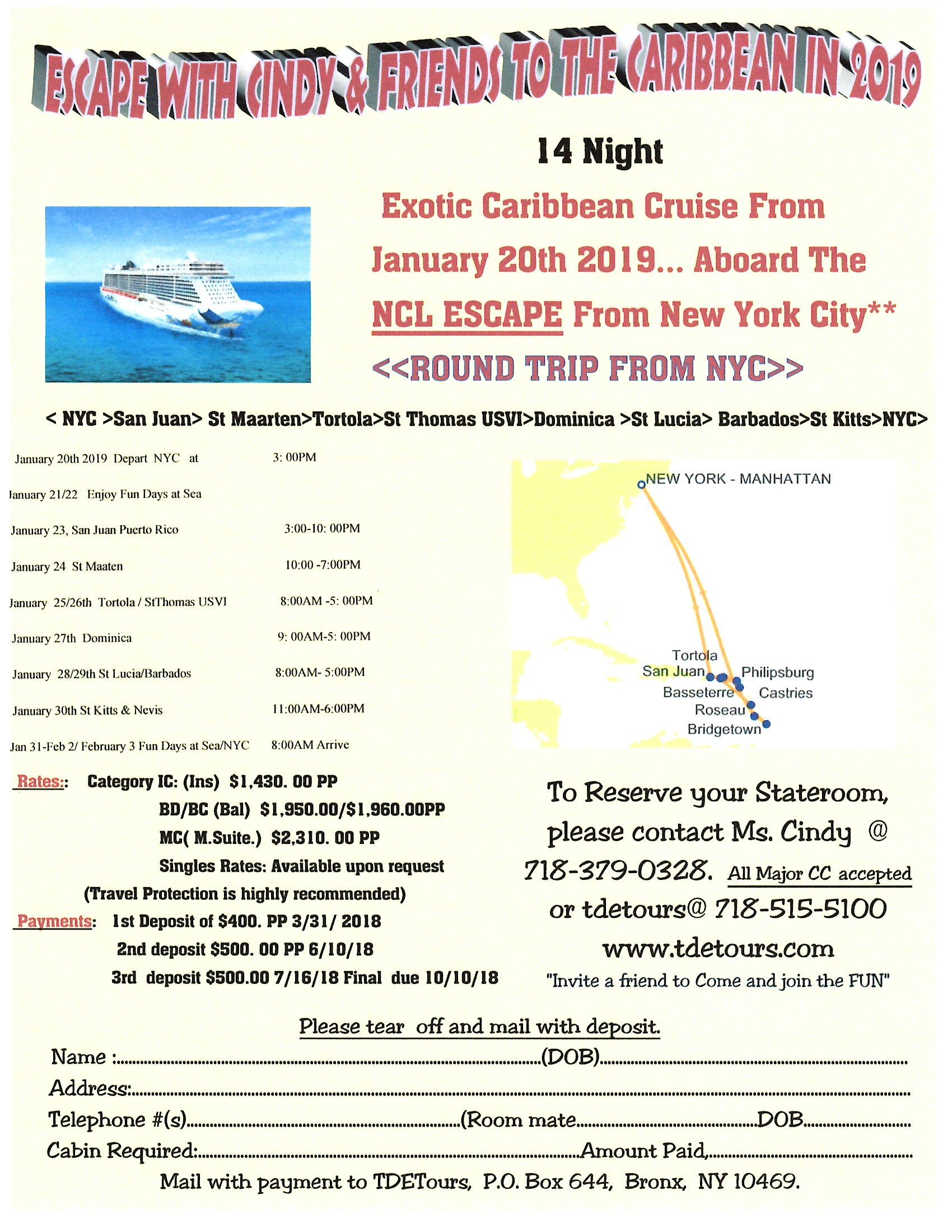 Escape With Cindy & Friends To The  Caribbean in 2019